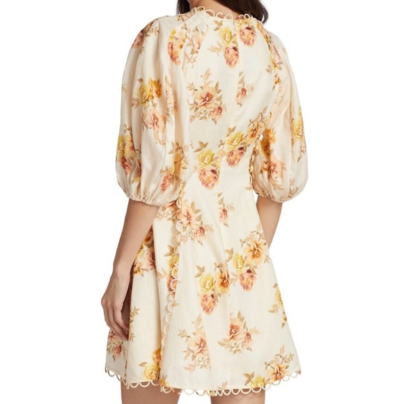 Zimmermann Rosa Linen Floral Minidress Size 2 US 8 - Picture 4 of 11